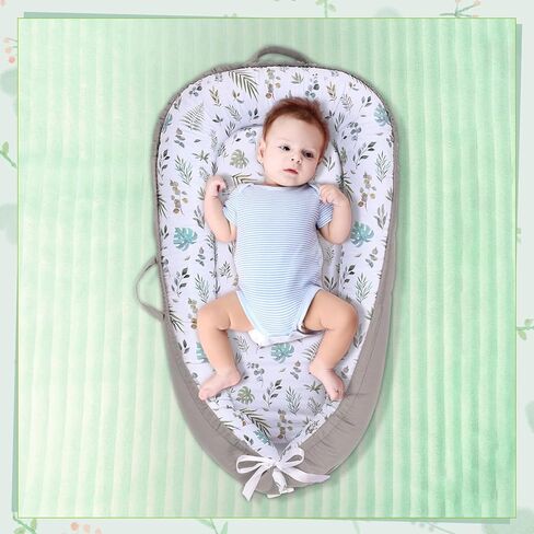 غطاء أريكة للأطفال حديثي الولادة، غطاء أريكة للأطفال حديثي الولادة لمدة 0-12 شهرًا، غطاء عش الطفل المحمول، غطاء مقعد ناعم ومسامي للرضع من سناجل مي لأرضية الأطفال حديثي الولادة (ورقة) in Kuwait