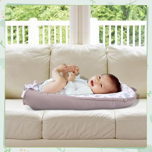 غطاء أريكة للأطفال حديثي الولادة، غطاء أريكة للأطفال حديثي الولادة لمدة 0-12 شهرًا، غطاء عش الطفل المحمول، غطاء مقعد ناعم ومسامي للرضع من سناجل مي لأرضية الأطفال حديثي الولادة (ورقة) in Kuwait