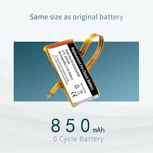 [850mAh] for iPod 5th - 7th Generation Video Classic Replacement Battery, Replacement 0 Cycle Battery Fit for 616-0229 with Tool Kits, 3.7V 3,14 WHR. in Saudi Arabia