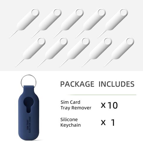 10 Pack SIM Card Tray Eject Pin Removal Tools Needles Opener-SIM Tray Ejector Case Protector with Detachable Keychain Charm,Suitable for All iPhone,Samsung and Other Smart Phones,Navy Blue in Saudi Arabia