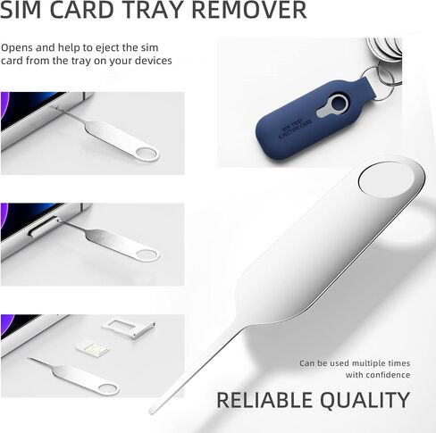 10 Pack SIM Card Tray Eject Pin Removal Tools Needles Opener-SIM Tray Ejector Case Protector with Detachable Keychain Charm,Suitable for All iPhone,Samsung and Other Smart Phones,Navy Blue in Saudi Arabia