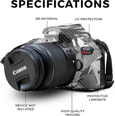 Carbon Fiber Skin Compatible with Canon EOS Rebel T7 Camera - Mono Camo - Premium 3M Vinyl Protective Wrap Decal Cover - Easy to Apply | Crafted in The USA by MightySkins in Saudi Arabia