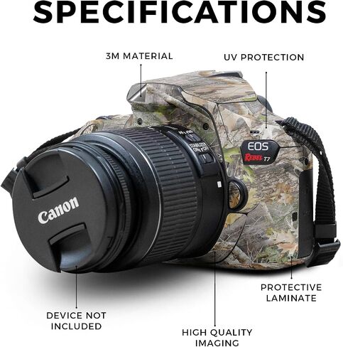 Carbon Fiber Skin Compatible with Canon EOS Rebel T7 Camera - Mono Camo - Premium 3M Vinyl Protective Wrap Decal Cover - Easy to Apply | Crafted in The USA by MightySkins in Saudi Arabia