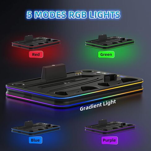 PS5 Slim Stand and Cooling Station with RGB LED Controller Charging Station for Playstation 5, PS5 Controller Charger for Dual Sense & Edge Controller, PS5 / PS5 Slim Accessories Cooling Black in Saudi Arabia