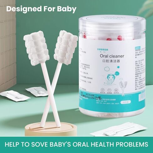 Baby Toothbrush, Baby Tongue Cleaner, Newborn Toothbrush,Baby Tongue Cleaner, Disposable Tongue and Gum Cleaner, Infant Oral Care and Cleaning for 0-36 Month Baby, 40 Count. in Kuwait