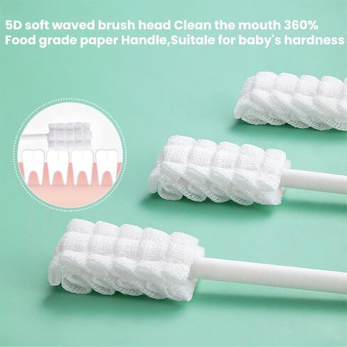 Baby Toothbrush, Baby Tongue Cleaner, Newborn Toothbrush,Baby Tongue Cleaner, Disposable Tongue and Gum Cleaner, Infant Oral Care and Cleaning for 0-36 Month Baby, 40 Count. in Kuwait