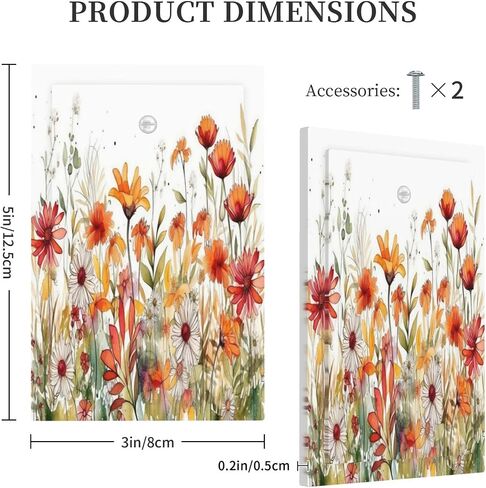 Watercolor Wild Flower Floral 1 Gang Decorative light switch plate Blank Wall Plate No Device Switchplate Electrical Faceplate for Nursery Bedroom Bathroom Decor in Saudi Arabia