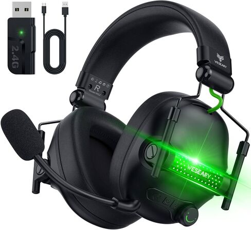 Wireless Gaming Headset with Microphone for PS5, PS4, PC, Switch, Mac, 7.1 Crystal Stereo Bluetooth Headphones, PS5 Headset Wireless 2.4GHz with Lossless Audio, 50 Hr Battery, Cool RGB in Saudi Arabia