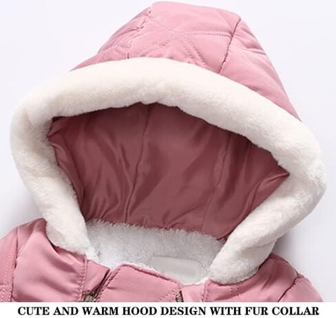 Baby Winter Warm Puffer Solid Zipper Romper hooded Snowsuit with Mittens and Shoes in Saudi Arabia