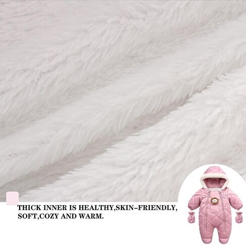 Baby Winter Warm Puffer Solid Zipper Romper hooded Snowsuit with Mittens and Shoes in Saudi Arabia