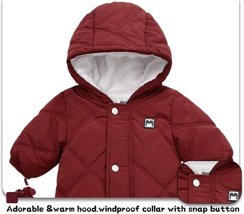 Baby Winter Warm Puffer Solid Zipper Romper hooded Snowsuit with Mittens and Shoes in Saudi Arabia