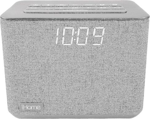 iHome iBT232 بلوتوث منبه مزدوج وراديو FM مع مكبر صوت وشحن USB - رمادي (أحدث طراز) in Kuwait