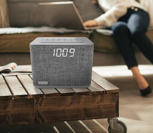 iHome iBT232 بلوتوث منبه مزدوج وراديو FM مع مكبر صوت وشحن USB - رمادي (أحدث طراز) in Kuwait