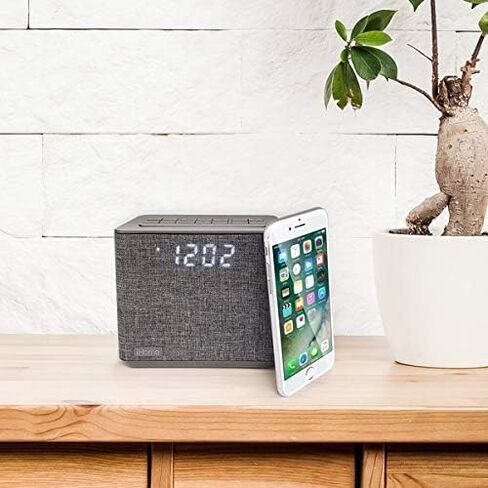 iHome iBT232 بلوتوث منبه مزدوج وراديو FM مع مكبر صوت وشحن USB - رمادي (أحدث طراز) in Kuwait