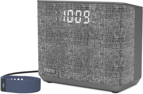 iHome iBT232 بلوتوث منبه مزدوج وراديو FM مع مكبر صوت وشحن USB - رمادي (أحدث طراز) in Kuwait