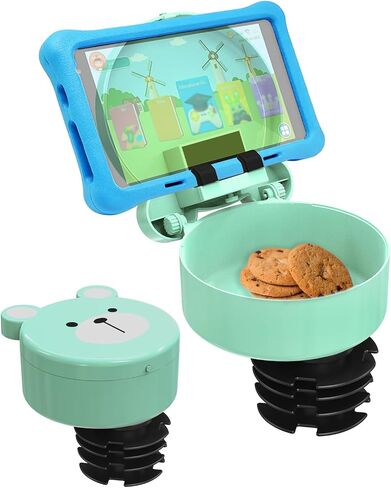 Kid Car Seat Tray with Bear Lid Adjustable Tablet Phone Holder for Family Travel, Car Seat Organizer Accessories Cup Holder Snack Tray, Roadtrip Essentials (Pink) in Saudi Arabia