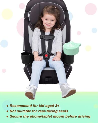 Kid Car Seat Tray with Bear Lid Adjustable Tablet Phone Holder for Family Travel, Car Seat Organizer Accessories Cup Holder Snack Tray, Roadtrip Essentials (Pink) in Saudi Arabia