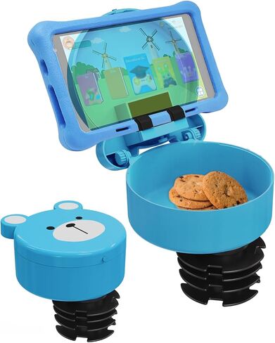 Kid Car Seat Tray with Bear Lid Adjustable Tablet Phone Holder for Family Travel, Car Seat Organizer Accessories Cup Holder Snack Tray, Roadtrip Essentials (Pink) in Saudi Arabia