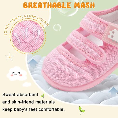 Besroad Baby Shoes Boys Girls First Walking Shoes Infant Crib Shoes Toddler Breathable Lightweight Sneakers with Dual Hook and Loops in Saudi Arabia