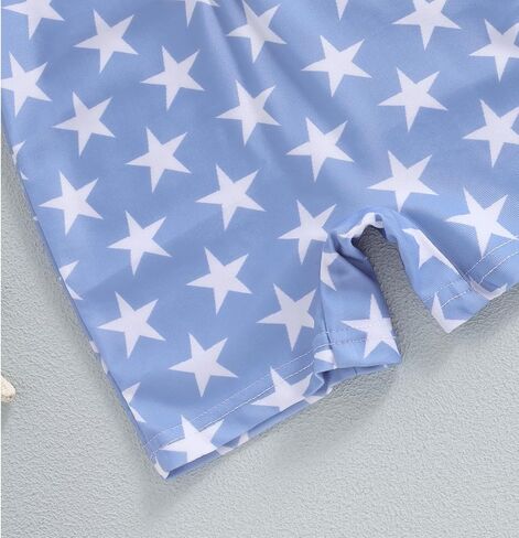 Infant Baby Boy 4th of July Swimsuit Summer Star Stripe Print Short Sleeve Zipper Swimwear One Piece Rash Guard in Saudi Arabia