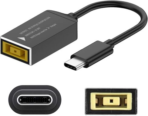 PD65W Lenovo thinkpad Square Mouth DC 11x4.5mm محول إلى كابل شحن USB-C أنثى إلى كابل محول طاقة شاحن من النوع C لأجهزة الكمبيوتر المحمولة، والهواتف المحمولة، والأجهزة اللوحية، وأجهزة الشحن، إلخ in Saudi Arabia