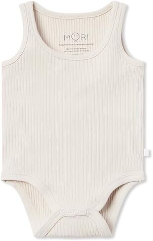 MORI Baby Premium Ribbed Sleeveless Bodysuit for Boys and Girls - Comfortable Breathable Unisex Top with Nickel Free Poppers in Kuwait