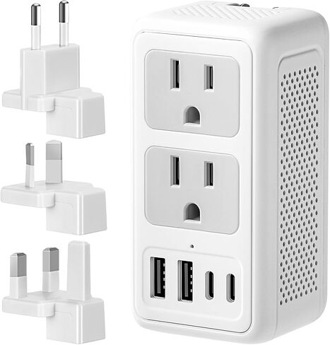 220V to 110V Voltage Converter for US to Europe Worldwide Universal Travel Plug Adapter for Hair Dryer with 2 USB Ports 2 USB C International Power Adapter for EU/UK/AUS Type A C G I in Saudi Arabia