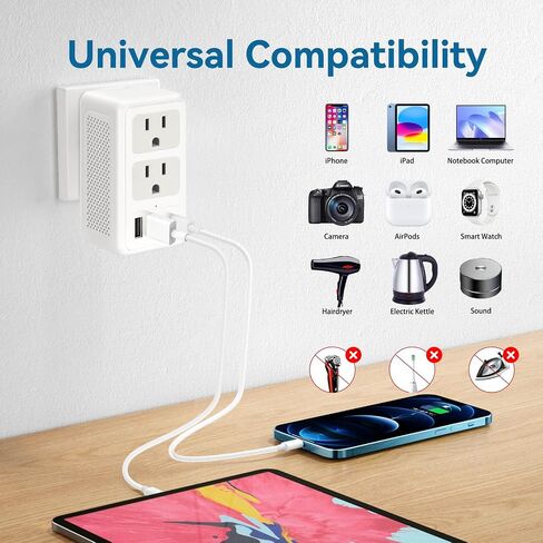 220V to 110V Voltage Converter for US to Europe Worldwide Universal Travel Plug Adapter for Hair Dryer with 2 USB Ports 2 USB C International Power Adapter for EU/UK/AUS Type A C G I in Saudi Arabia