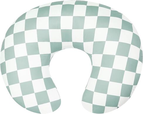 Nursing Pillow Cover, Ultra Soft Case for Baby Boy and Girls, Stretchy Removable Slipcover for Breastfeeding Pillows, Green Checkerboard Grid in Saudi Arabia