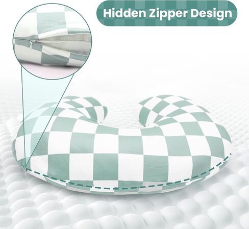 Nursing Pillow Cover, Ultra Soft Case for Baby Boy and Girls, Stretchy Removable Slipcover for Breastfeeding Pillows, Green Checkerboard Grid in Saudi Arabia