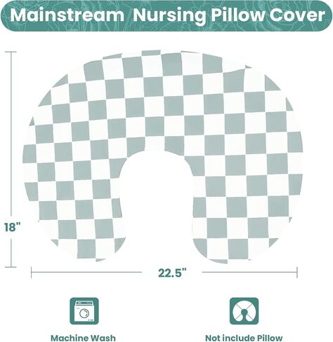Nursing Pillow Cover, Ultra Soft Case for Baby Boy and Girls, Stretchy Removable Slipcover for Breastfeeding Pillows, Green Checkerboard Grid in Saudi Arabia