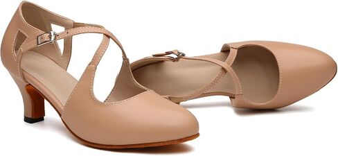 Women's Cross Strap Character Shoes Non-Slip Latin Salsa Ballroom Dance Pumps Performence Dancing Shoes in Saudi Arabia