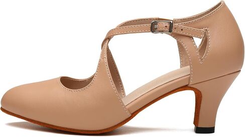 Women's Cross Strap Character Shoes Non-Slip Latin Salsa Ballroom Dance Pumps Performence Dancing Shoes in Saudi Arabia