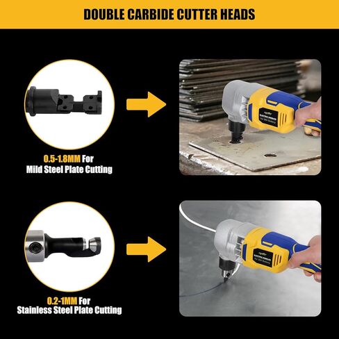 قضم لاسلكي لبطارية Dewalt & Mellif بحد أقصى 20 فولت، قاطعة صفائح معدنية مقاس 18 مع محرك بدون فرشاة بسرعة 1200 دورة في الدقيقة | شفرات بديلة لقطع الألومنيوم والفولاذ المقاوم للصدأ والبلاستيك (أداة عارية، بدون بطارية) in Kuwait