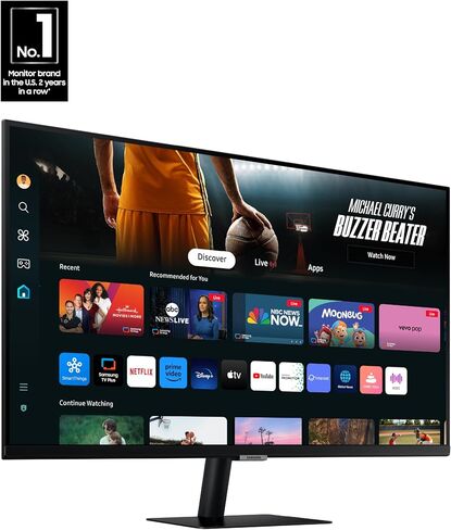 SAMSUNG 43-Inch M7 (M70D) Series 4K UHD Smart Monitor with Streaming TV, Speakers, HDR10, USB-C, Multiple Ports, Gaming Hub, SolarCell Remote, Vision Accessibility Tools, LS43DM702UNXGO, 2024, Black in Saudi Arabia