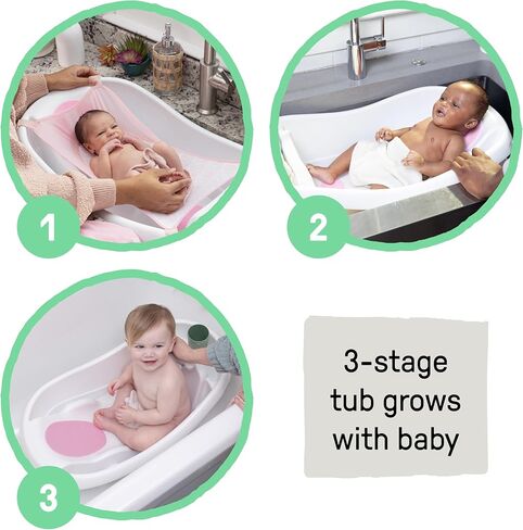 حوض استحمام إنجينيويتي كومفي كلين ديلوكس لحديثي الولادة إلى الأطفال الصغار، من عمر 0 ​​إلى 24 شهرًا، وردي in Kuwait