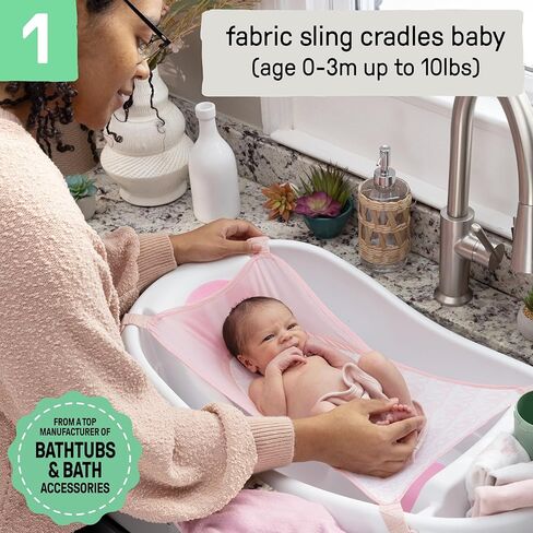 حوض استحمام إنجينيويتي كومفي كلين ديلوكس لحديثي الولادة إلى الأطفال الصغار، من عمر 0 ​​إلى 24 شهرًا، وردي in Kuwait