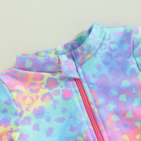 ملابس سباحة Mubineo للفتيات الصغيرات قطعة واحدة بتصميم قوس قزح حورية البحر Rashguard بأكمام طويلة، ملابس سباحة للأطفال للوقاية من الطفح الجلدي in Kuwait