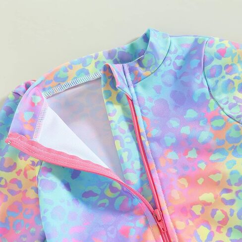 ملابس سباحة Mubineo للفتيات الصغيرات قطعة واحدة بتصميم قوس قزح حورية البحر Rashguard بأكمام طويلة، ملابس سباحة للأطفال للوقاية من الطفح الجلدي in Kuwait