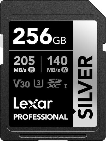 بطاقة ذاكرة SDXC فضية احترافية سعة 128 جيجابايت من Lexar، UHS-I، C10، U3، V30، فيديو 4K، سرعة قراءة/كتابة تصل إلى 205/140 ميجابايت/ثانية، للمصور الفوتوغرافي الاحترافي، ومصور الفيديو، والمتحمس (LSDSILV128G-BNNNU) in Kuwait