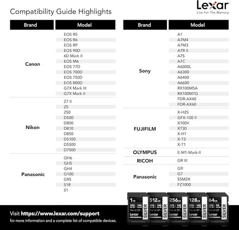 بطاقة ذاكرة SDXC فضية احترافية سعة 128 جيجابايت من Lexar، UHS-I، C10، U3، V30، فيديو 4K، سرعة قراءة/كتابة تصل إلى 205/140 ميجابايت/ثانية، للمصور الفوتوغرافي الاحترافي، ومصور الفيديو، والمتحمس (LSDSILV128G-BNNNU) in Kuwait
