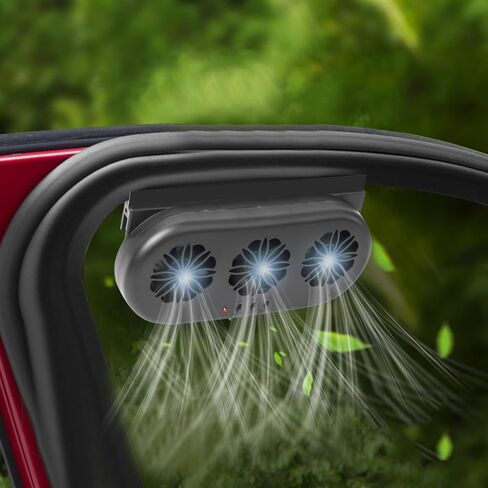 Car Solar Powered Exhaust Fan Car Window Exhaust Fan Vehicle Ventilation Fan Auto Air Vent Cool Fan Cooler Ventilation System Car Radiator Cooling Fan with Three Air Outlet (Black) in Saudi Arabia