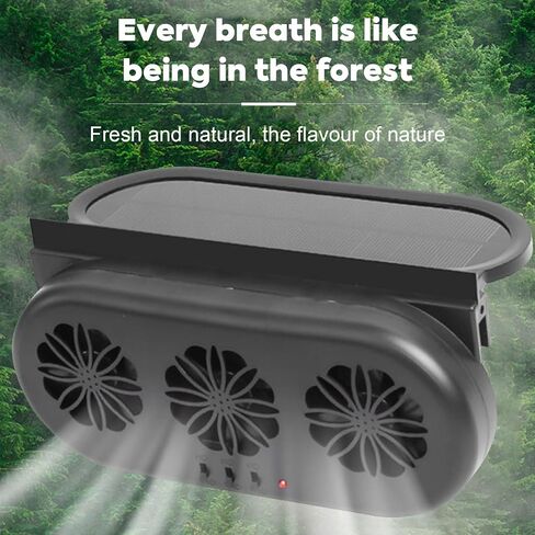 Car Solar Powered Exhaust Fan Car Window Exhaust Fan Vehicle Ventilation Fan Auto Air Vent Cool Fan Cooler Ventilation System Car Radiator Cooling Fan with Three Air Outlet (Black) in Saudi Arabia