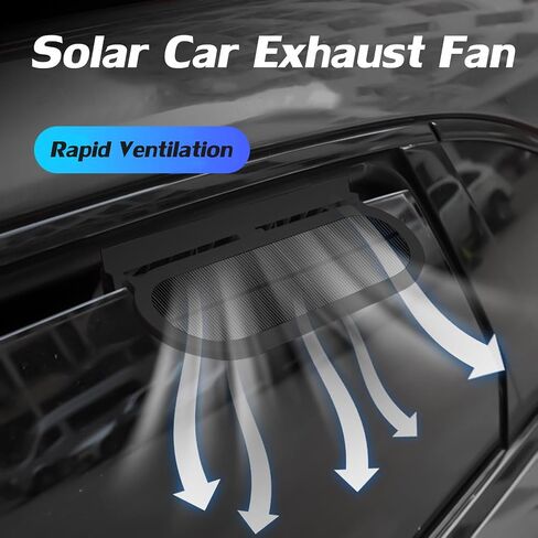 Car Solar Powered Exhaust Fan Car Window Exhaust Fan Vehicle Ventilation Fan Auto Air Vent Cool Fan Cooler Ventilation System Car Radiator Cooling Fan with Three Air Outlet (Black) in Saudi Arabia