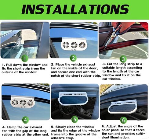 Car Solar Powered Exhaust Fan Car Window Exhaust Fan Vehicle Ventilation Fan Auto Air Vent Cool Fan Cooler Ventilation System Car Radiator Cooling Fan with Three Air Outlet (Black) in Saudi Arabia