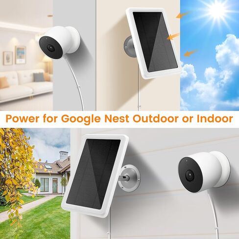 Camera Solar Panel Charger Only Compatible with Google Nest Cam Outdoor or Indoor, Battery - 2nd Generation, 6V4.5W Fast Charging, 13Ft Charging Cable in Kuwait
