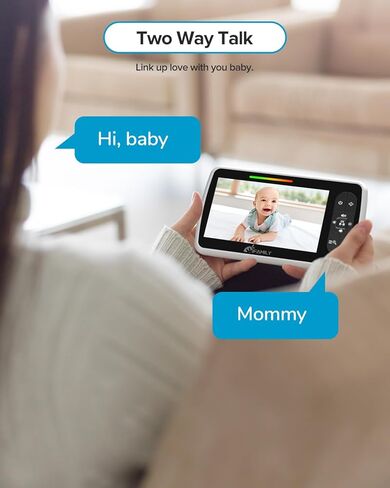 جهاز مراقبة الأطفال iFamily مع كاميرتين وصوت - شاشة كبيرة مقاس 5 بوصات مع عمر بطارية يصل إلى 30 ساعة - تكبير/إمالة عن بعد، بدون WiFi، صوت ثنائي الاتجاه، رؤية ليلية، درجة الحرارة، التهويدات، نطاق طويل 960 قدمًا in Kuwait