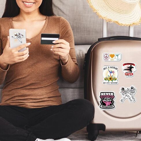 ملصقات التايكوندو، 50 قطعة من ملصقات الحماية الذاتية لحزام التايكوندو الأسود للفنون القتالية لأجهزة الكمبيوتر المحمول وزجاجة المياه وكأس الأمتعة وخوذة لوح التزلج وديكور لوازم الحفلات in Kuwait