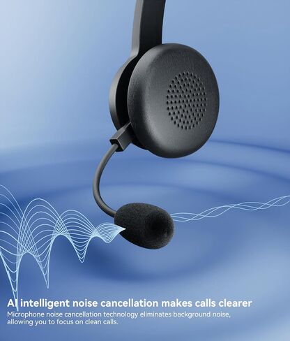 [2024 Version]LEVN Bluetooth 5.2 Headset, Wireless Headset with Microphone (AI Noise Cancelling) & USB Dongle, 45 Hrs Wireless Headset with Mic for Work from Home PC Laptop Computer Call Center Teams in Saudi Arabia