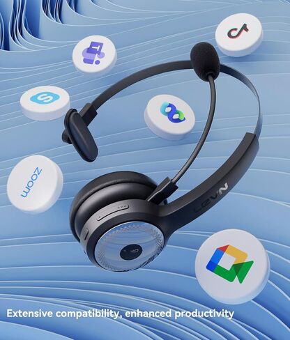 [2024 Version]LEVN Bluetooth 5.2 Headset, Wireless Headset with Microphone (AI Noise Cancelling) & USB Dongle, 45 Hrs Wireless Headset with Mic for Work from Home PC Laptop Computer Call Center Teams in Saudi Arabia